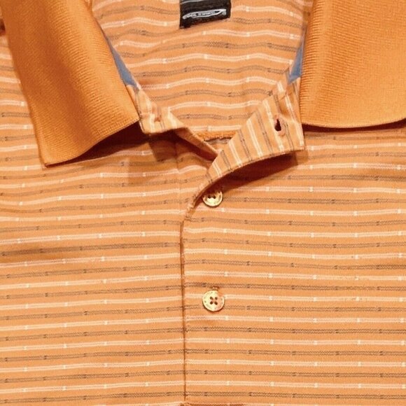 PAGE & TUTTLE Cool Swing Golf Polo Men's‎ Size XL Orange Stripe Moisture Wicking - Picture 5 of 11